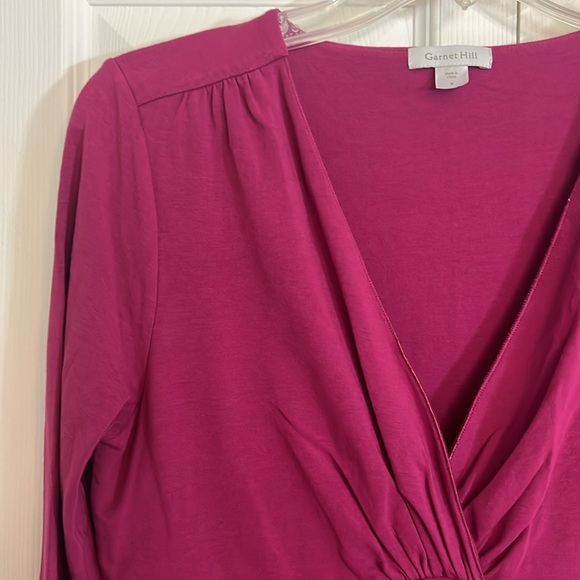 Garnet Hill Women’s Size Small Pink 3/4 Sleeve Midi Knee Length Dress J1 - Picture 3 of 9